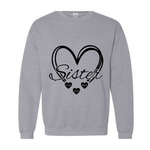 Custom Sisters Sweatshirt, Sisters Heart Sweatshirt, Names In Heart , Personalized Sweatshirt, Sister Day