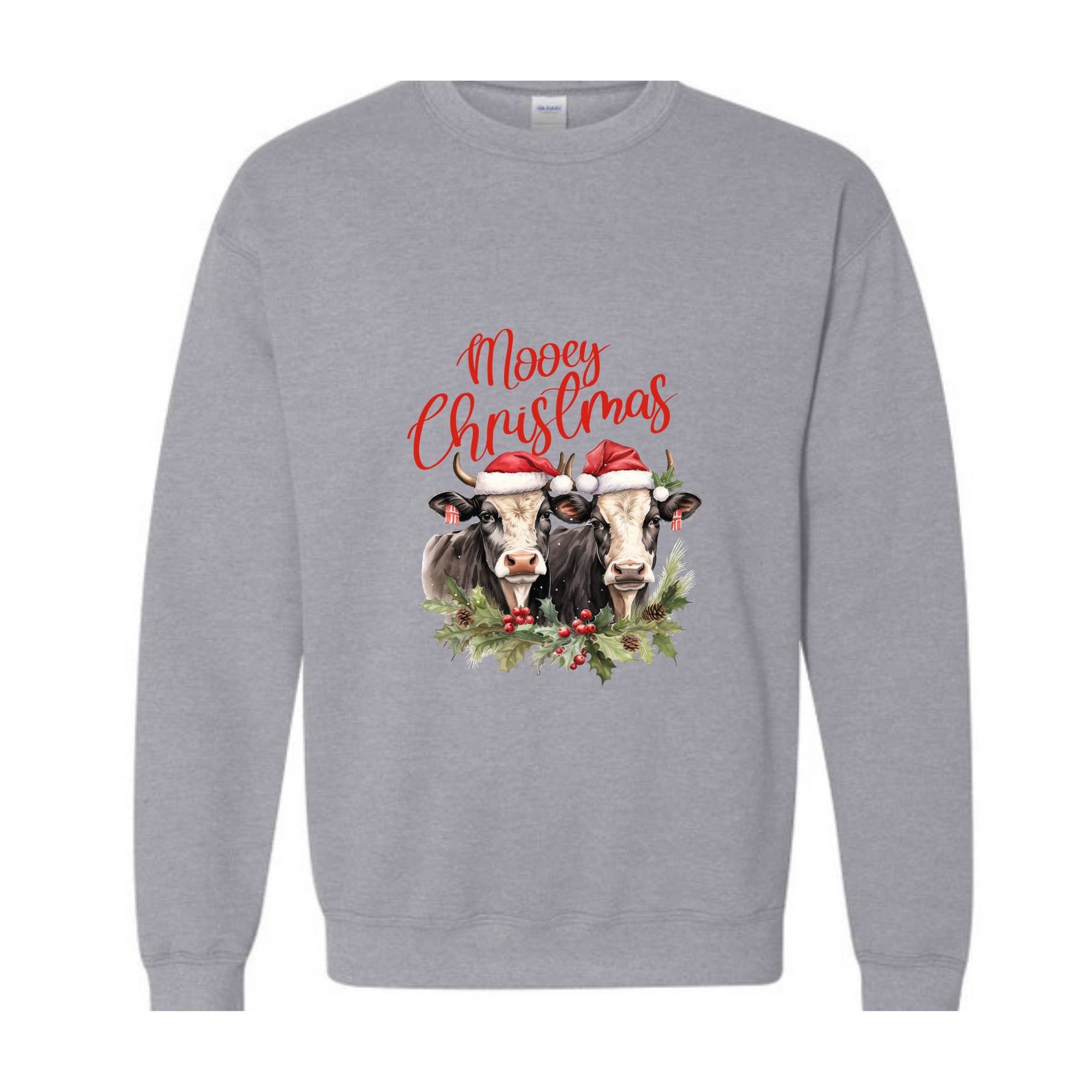 Mooey Christmas Sweatshirt, Christmas Sweatshirt, Christmas Gifts, Christmas Cow Sweatshirts, Christmas Animal Sweatshirt