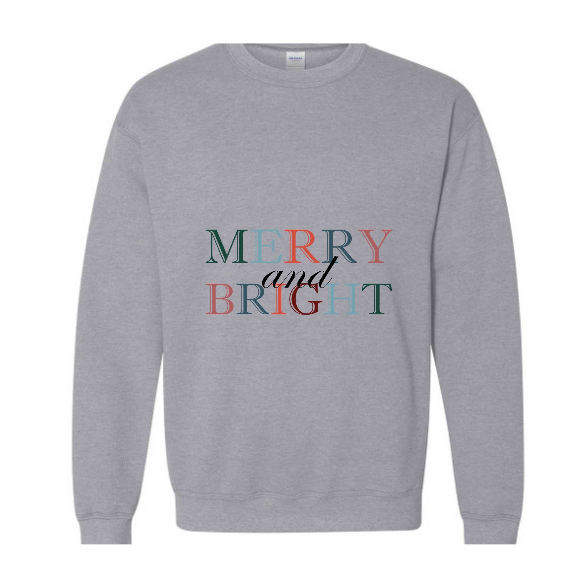 Merry and Bright Sweatshirt, Christmas Sweatshirt, Christmas Sweater, Christmas Pajamas, Holiday Sweatshirt, Xmas Apparel