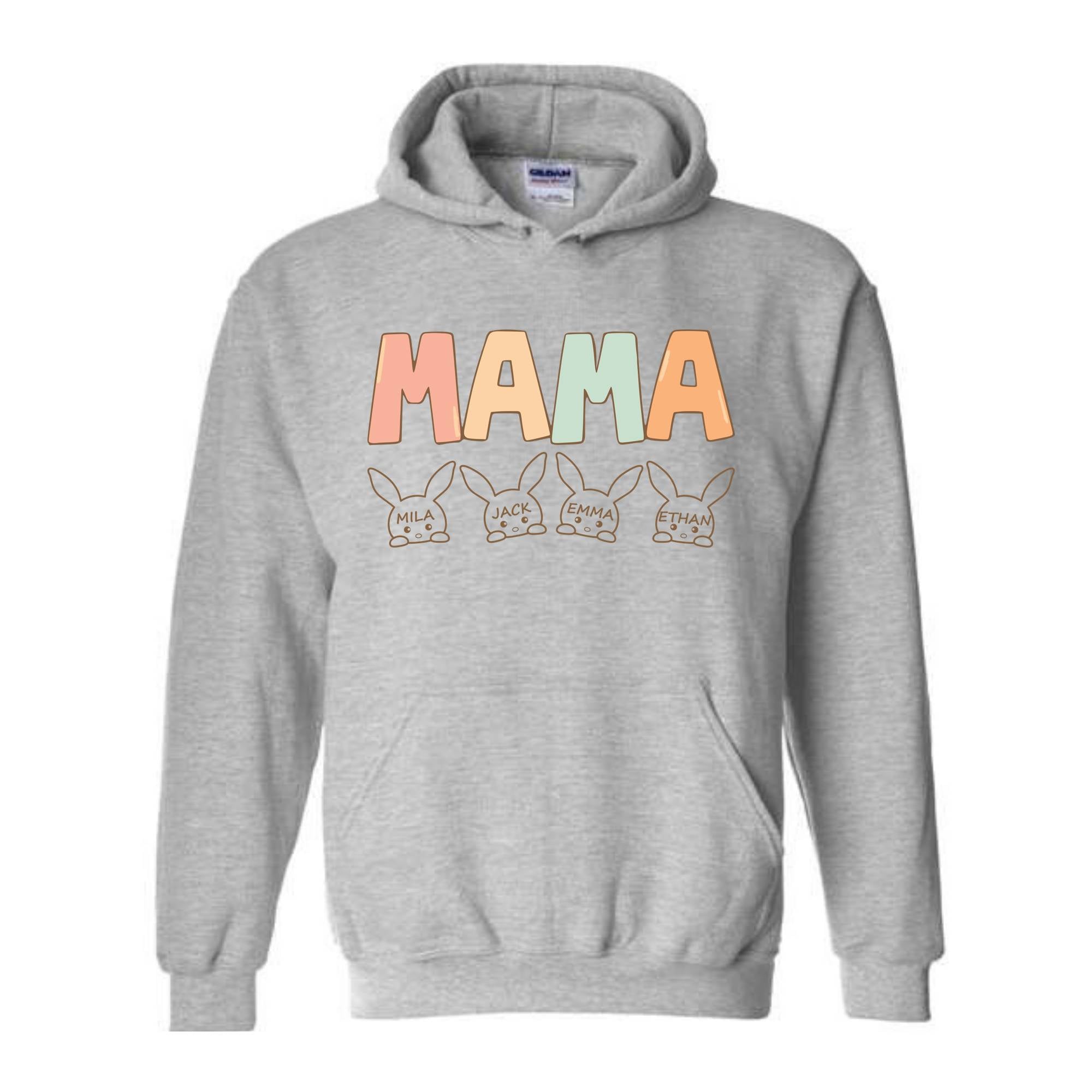 Custom Mama Easter Hoodie , Mama Hoodie With Kids Names, Happy Easter Hoodie , Personalized Easter Day Hoodie