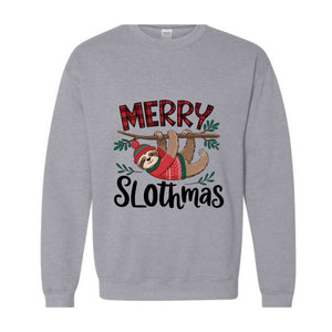 Merry Slothmas Sweatshirt, Trendy Christmas Hoodie, Funny Christmas Sweater, Sloth Lover Gift, Sloth Christmas Hoodie