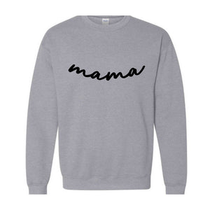 Custom Mama Sweatshirt with Kid Name on Sleeve, Personalized Mom Sweatshirt, Minimalist Momma Sweater, Gift for Mothers Day, Mama Crewneck