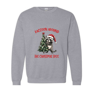 Raccoon Around The Christmas Tree Sweatshirt, Raccoon Meme Holiday Sweater, Feral Girl Shirt, Cute Animal Crewneck, Raccoon Lover Gift