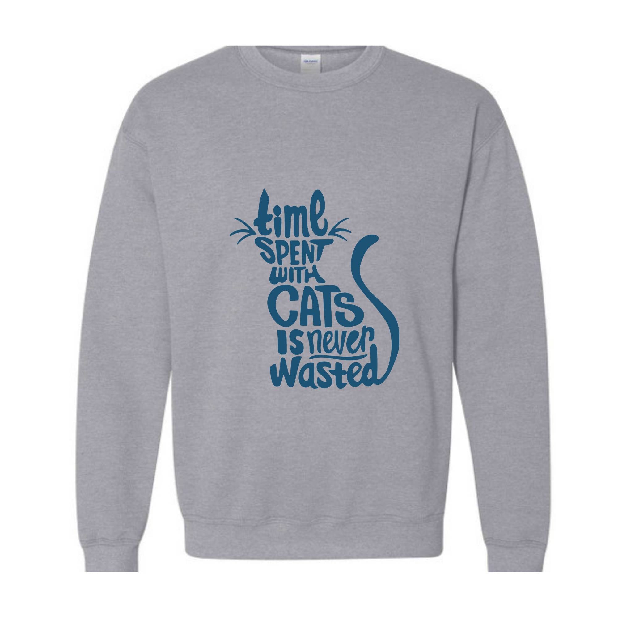 Time Spent With Cats Is Never Wasted Sweatshirt, Gifts For Cat Owners, Cat Sweatshirt, Cat Quotes Hoodie