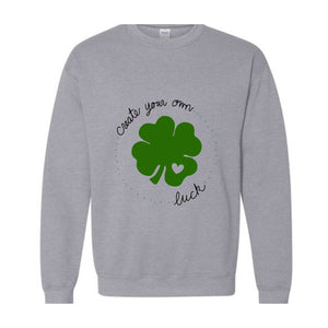 Shamrock St Patricks Day Sweatshirt, Clover Sweater, Green Pullover, Irish Gift, Lucky Charm , Custom Sweatshirt