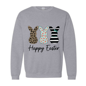 Happy Easter Sweatshirt, Leopard Bunny Sweatshirt, Floral Bunny Hoodie, Happy Easter Hoodie, Easter Gifts