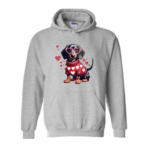 Valentine Dachshund Dog Sweatshirt, Valentine's Day Hoodie, Dog Mom Hoodie, Dachshund Valentines Hoodie, Dachshund Hoodie, Dachshund Mom