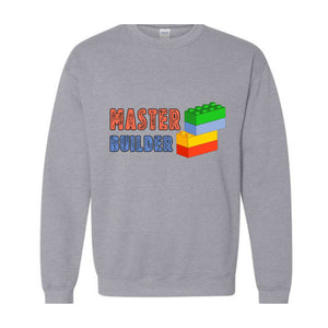 Master Builder Sweatshirt, Building Blocks, Birthday Gift For Kids, Funny Dad, Men Graphic , Building Sweatshirt