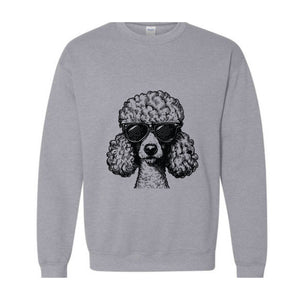 Funny Poodle With Sunglasses Sweatshirt, Hipster Poodle Dog Hoodie, Dog Mom Hoodie, Gifts For Dog Lovers