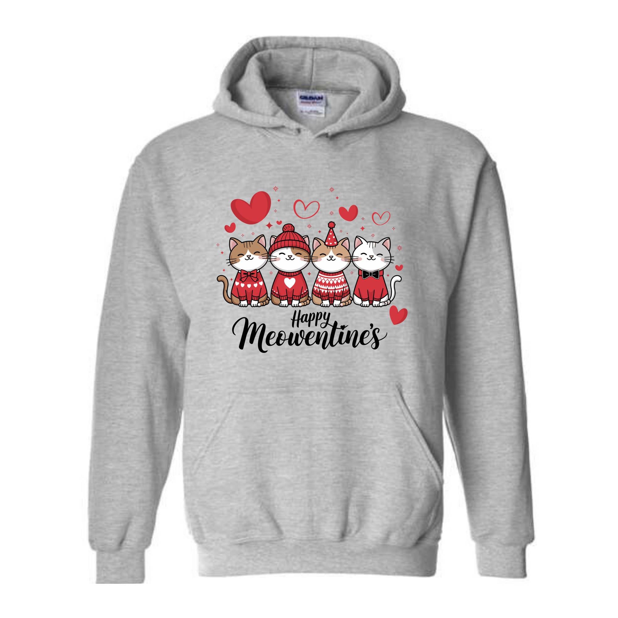 Happy Meowentines Sweatshirt, Funny Valentines Hoodie, Cat Lovers Hoodie, Happy Valentine Gift, Valentines Cat Hoodie, Cute Cat Hoodie