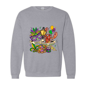 Mardi Gras Theme Sweatshirt, Festival Ready Hoodie, Colorful Carnival Sweater, Party Wear, Mardi Gift