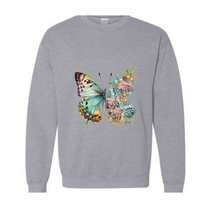 Floral Butterfly Sweatshirt, Hippie Butterfly Sweater, Butterfly Shirt, Butterfly Lover Gift, Boho Butterfly Hoodie, Antisocial Women Shirt