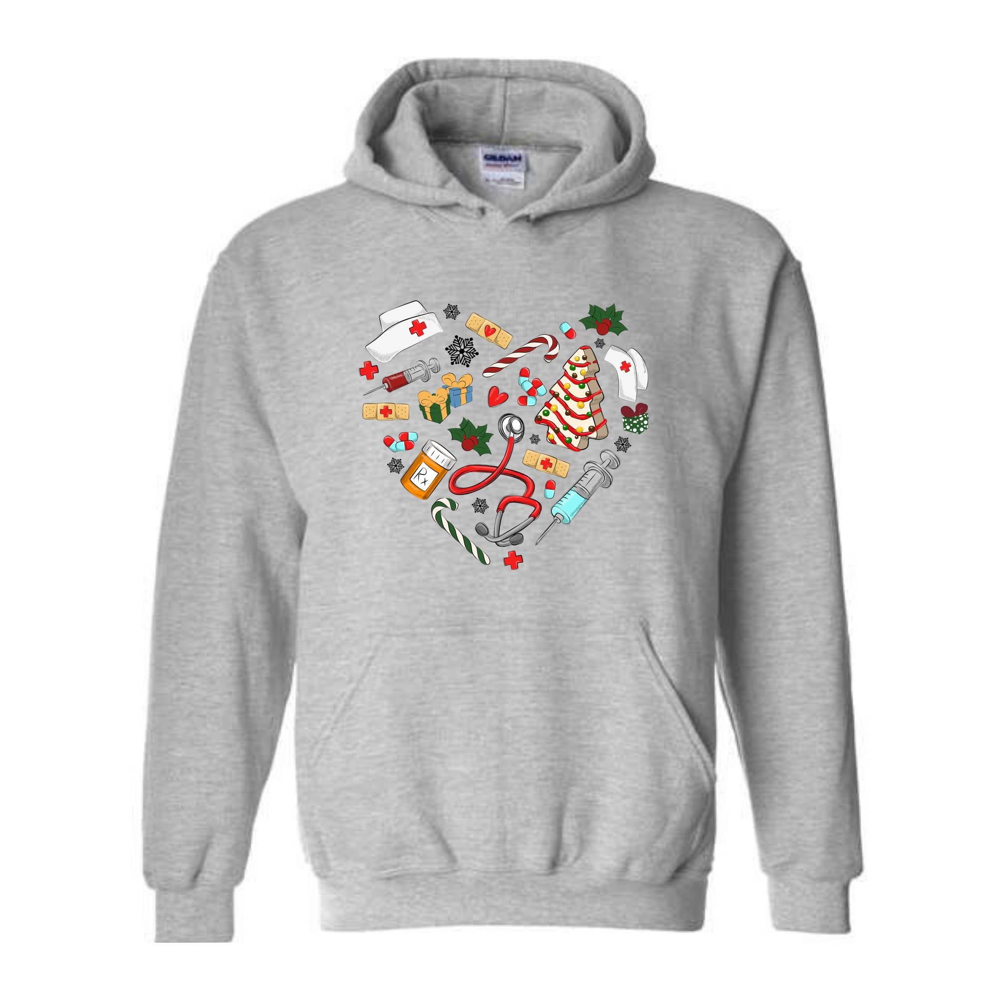 Heart Medical Nurse Christmas Hoodie, Holiday Nurse Hoodie, Christmas Nursing, Santa Nurse Sweater, Nurse Crewneck