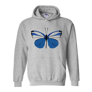 Blue Butterfly Sweatshirt, Butterfly Lover Sweatshirt, Butterfly Hoodie, Butterflies Sweater, Blue Lover Gift, Woman Butterfly Sweatshirt