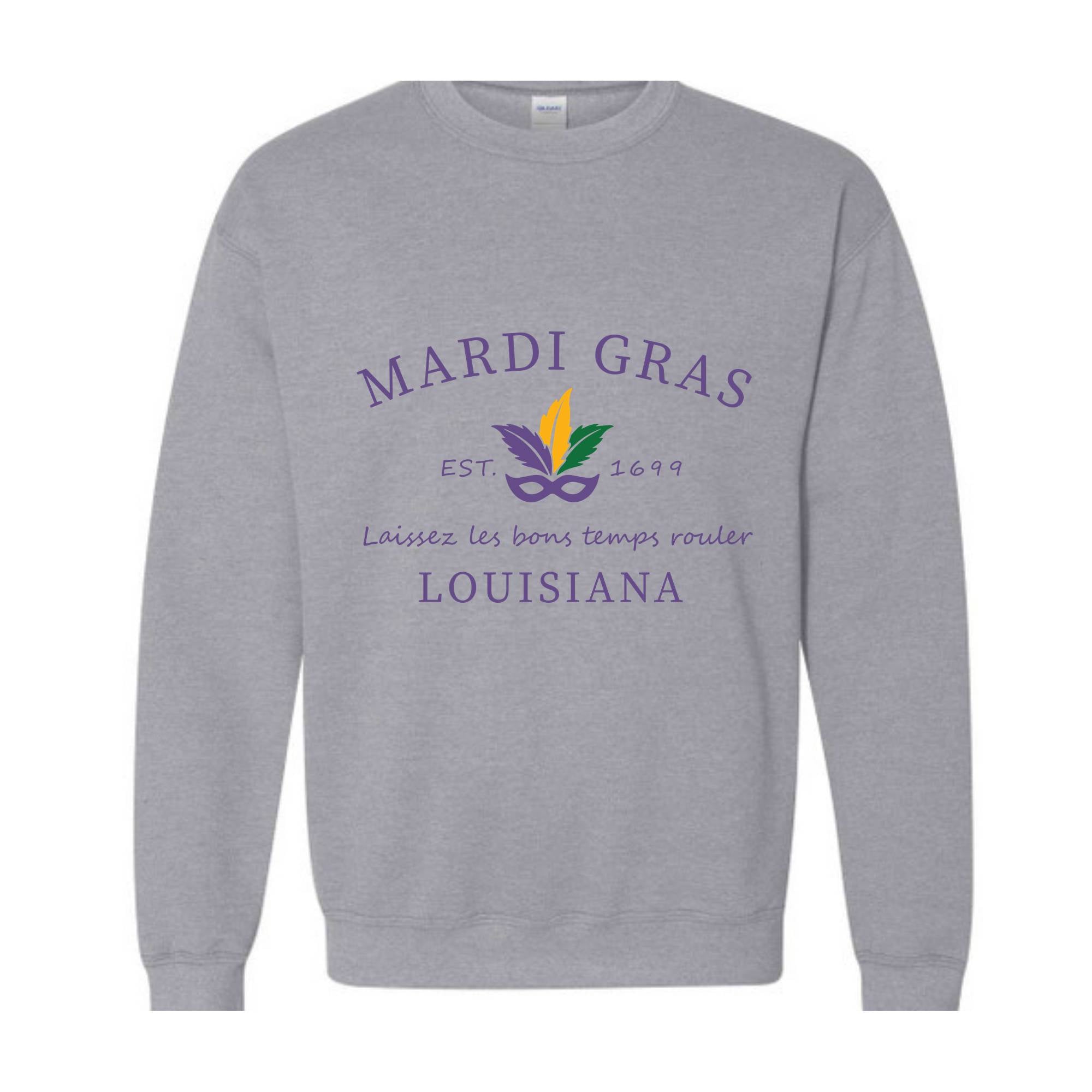 Mardi Gras Sweatshirt, Louisiana Sweatshirt, Mardi Gras Celebrations, Mardi Gras Wear, Louisiana State