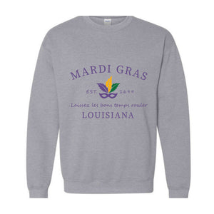 Mardi Gras Sweatshirt, Louisiana Sweatshirt, Mardi Gras Celebrations, Mardi Gras Wear, Louisiana State