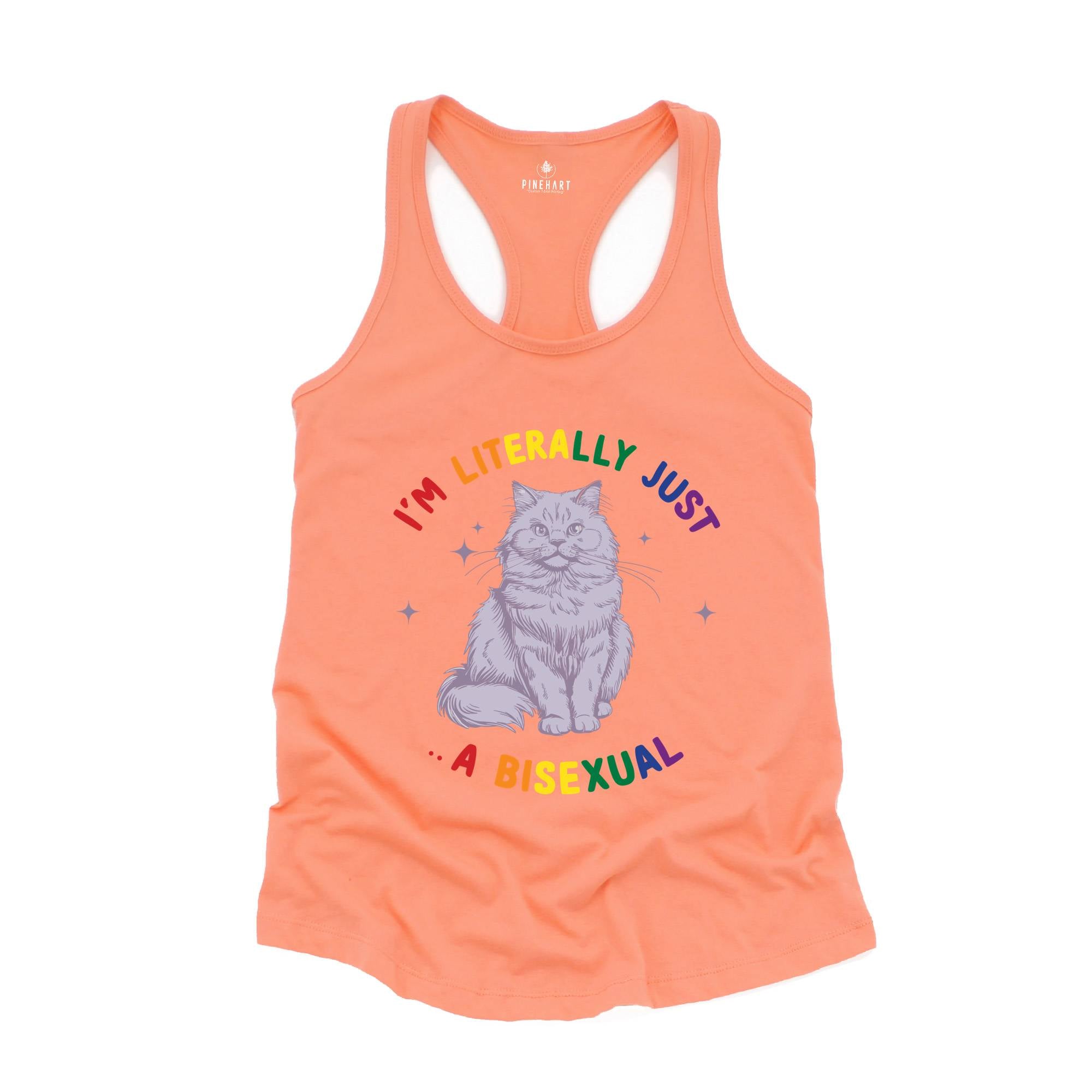 Funny I'm literally just a bisexual Queer Tank, Bi pride Tank, Bisexual Tank, Funny Cat Tank, Pride Tank, Queer Tank, Cat Owner Gift