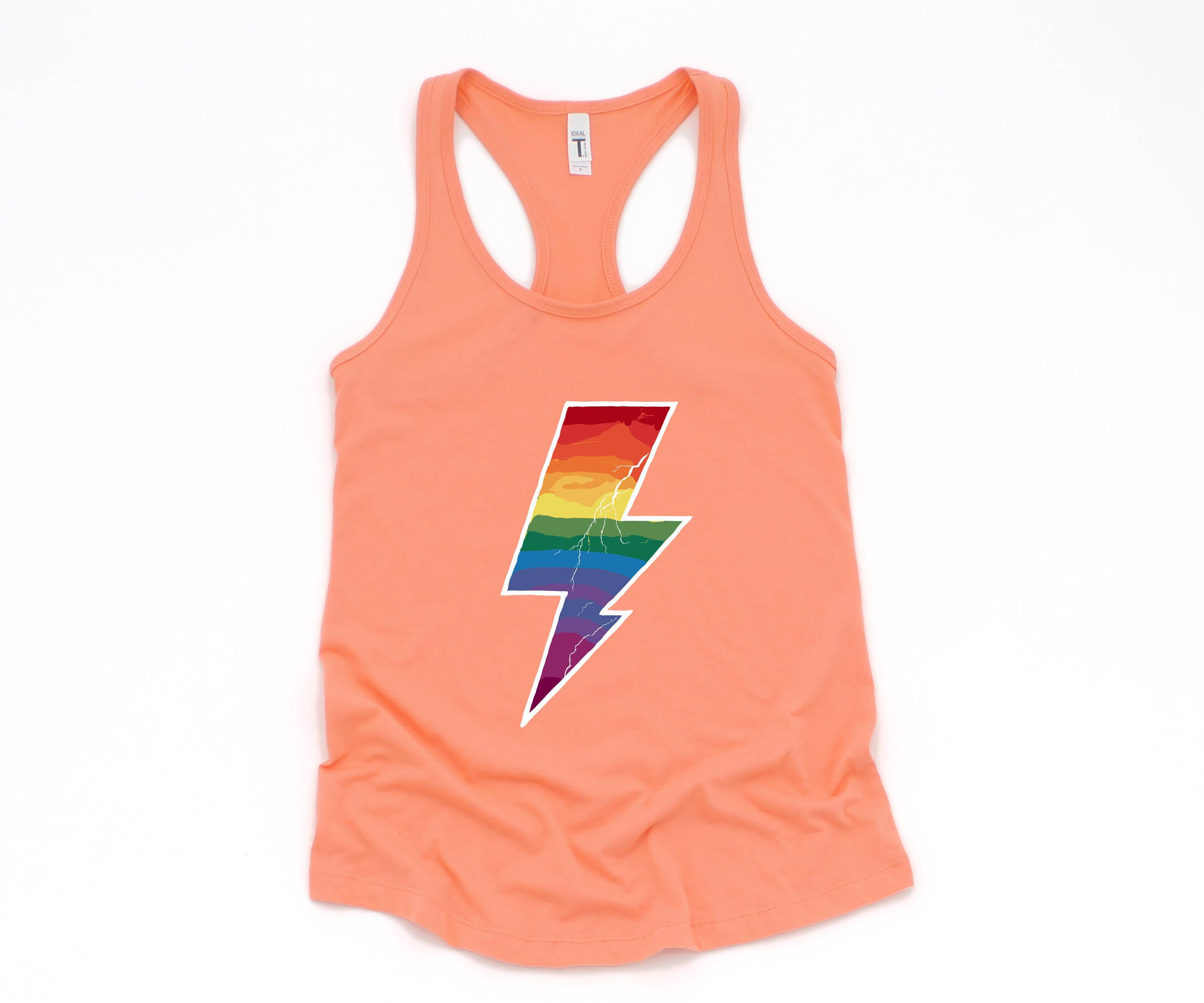 Lightning Bolt Tank Top, Gay Pride Shirt, Lesbian, Girl Power, Rainbow Shirt, LGBTQIA+ Tank, Pride Month Tank