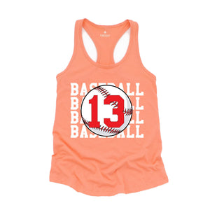 Personalized Baseball Tank, Baseball Racerback Tank Top, Custom Baseball Number Tank Top, Baseball Mom Racerback, Custom Baseball Mom Shirt