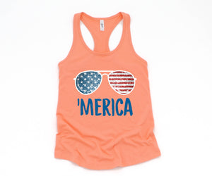 Merica Sunglasses Tank Top, July 4th Tank Top, USA Tank Top, Independence Day, 4th Of July Tank Top, Fourth Of July Outfit, Summer Tank Top