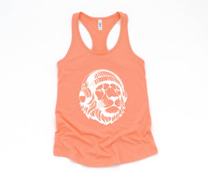 Lion Tank Top, Music Tank Top, Animals Lover Tank Top, Cute Animal Tank Top, Cat Lover Tank Top, Big Cat Tank Top, Music Cat Tank Top