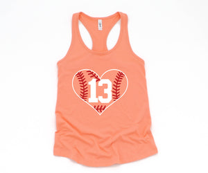 Personalized Heart Baseball Mom Shirt, Custom Baseball Mom Tank, Mom Shirt, Sports Mom Tank Top, Sports Tank