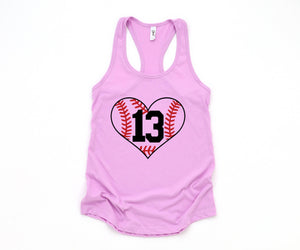 Personalized Heart Baseball Mom Shirt, Custom Baseball Mom Tank, Mom Shirt, Sports Mom Tank Top, Sports Tank