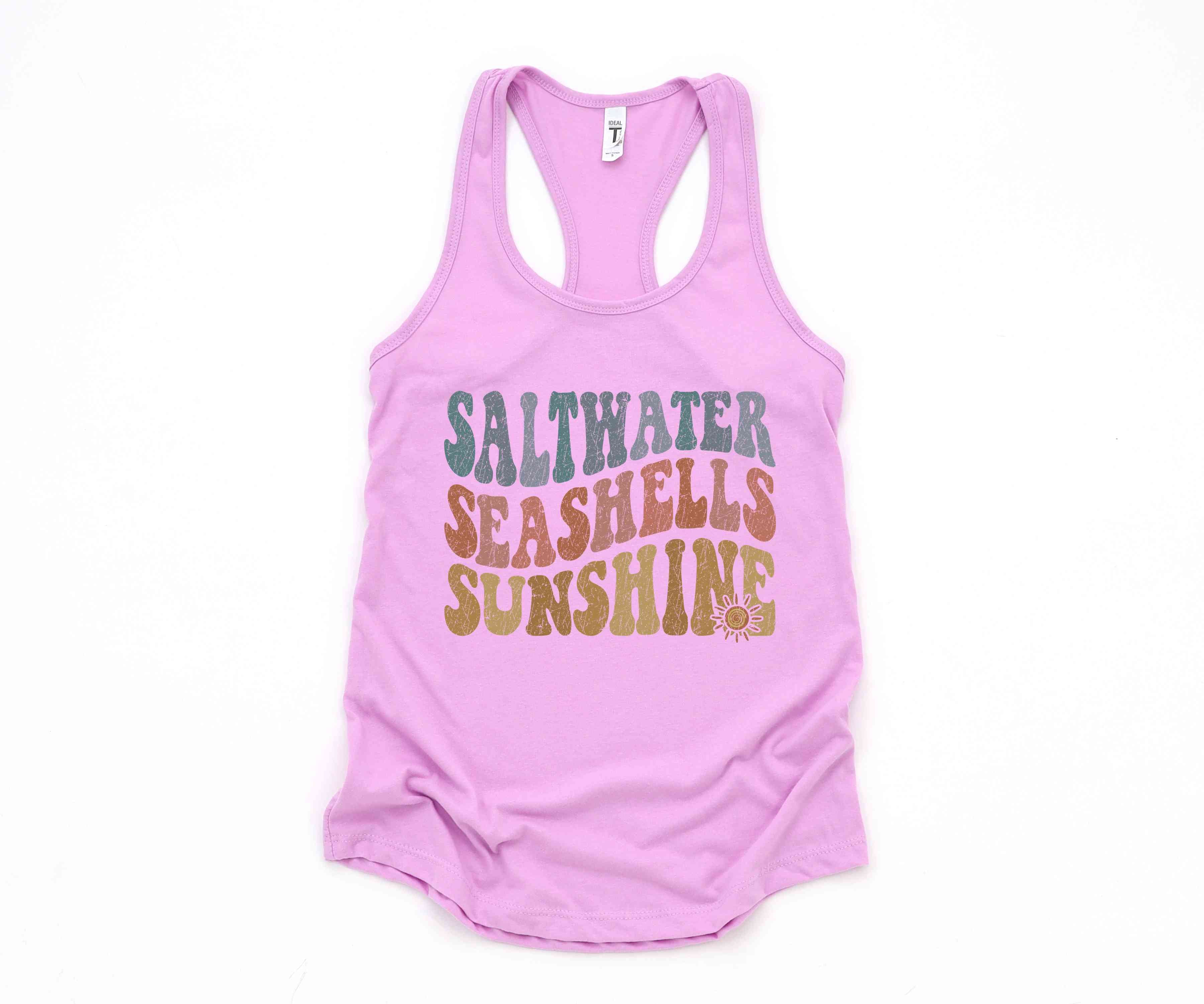 Saltwater Seashells Sunshine Tank Top, Hello Summer, Travel Tee, Summer Clothing, Sunshine Shirt, Beach Top, Summer Tank Tops, Beach Vibes