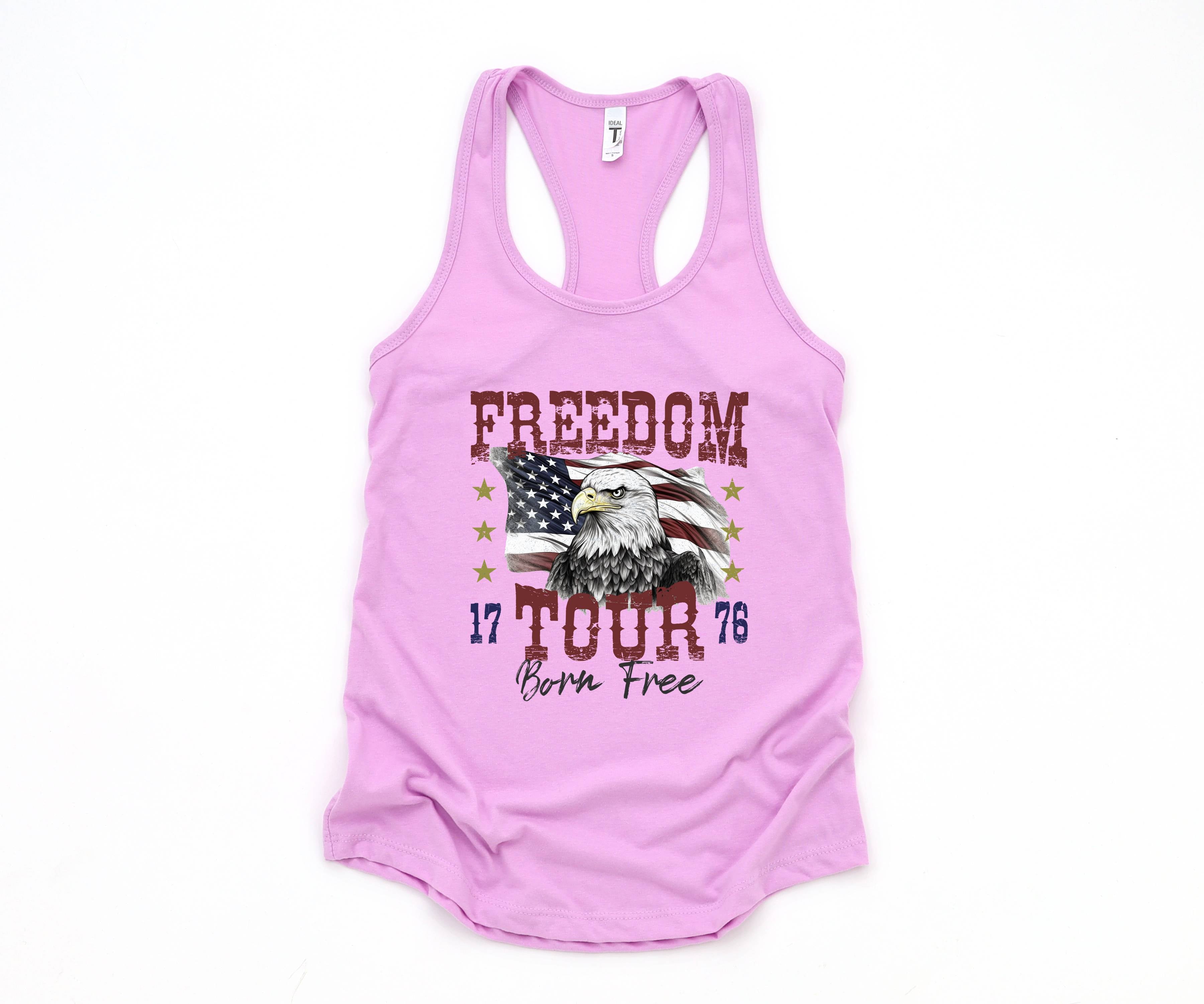 Freedom Tour Born Free Tank Top, USA Tank Top, Independence Day, 4th Of July Tank Top, USA Shirt, Fourth Of July Outfit, Bald Eagle Shirt