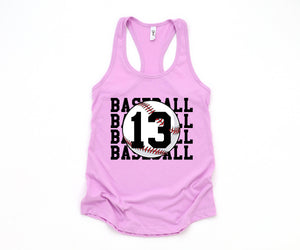 Personalized Baseball Tank, Baseball Racerback Tank Top, Custom Baseball Number Tank Top, Baseball Mom Racerback, Custom Baseball Mom Shirt