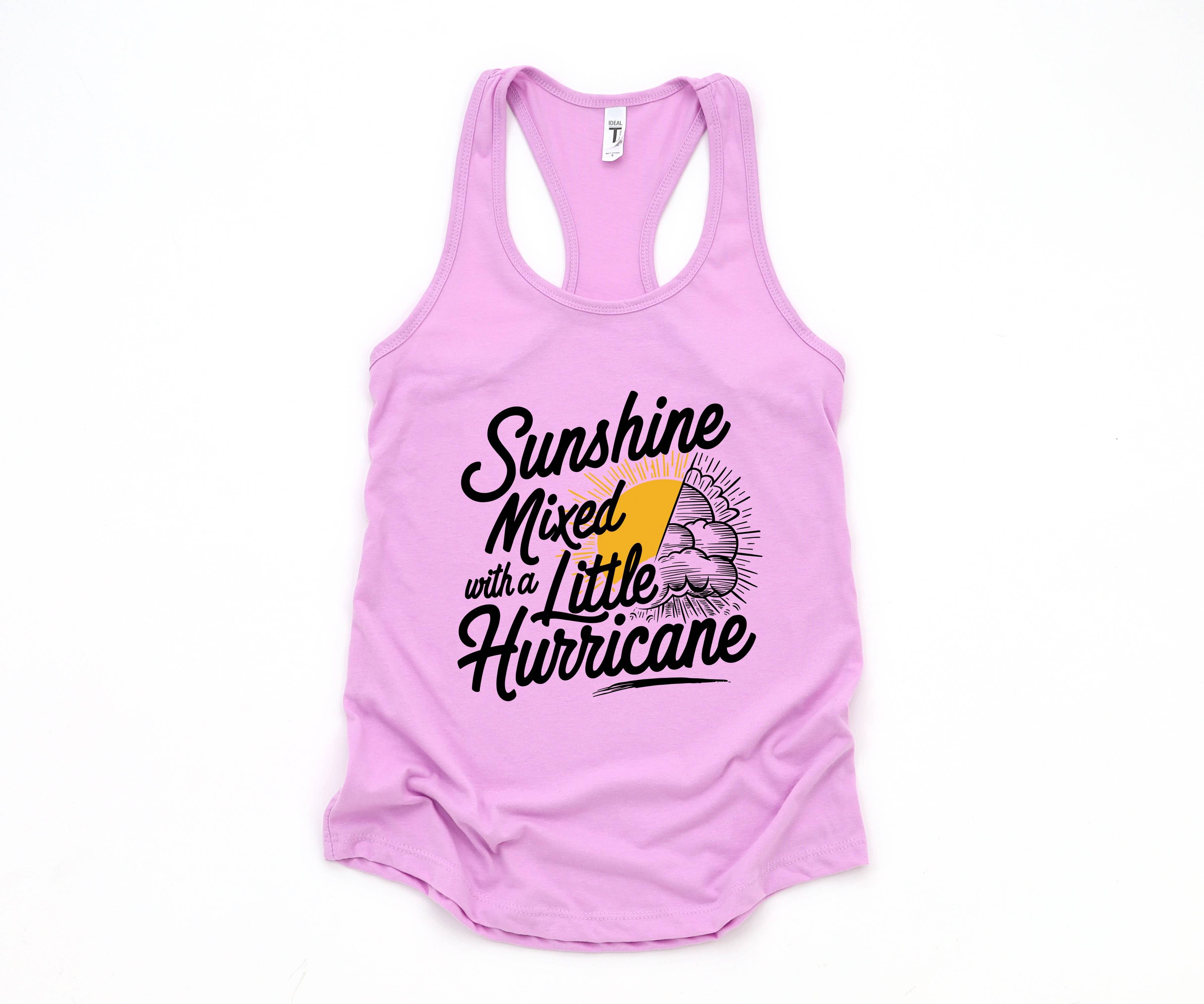 Sunshine Mixed With a Little Hurricane Shirt, Beach lover shirt, Summer Tank, Beach Tank Top, Nature Lover Tank Top