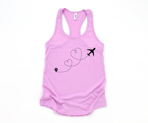 Airplane Heart Tank Top, Plane Lover Tank Top, Adventurer Tank Top, Vacation Tank Top, Travel Lover Tank Top, Destination Tank Top