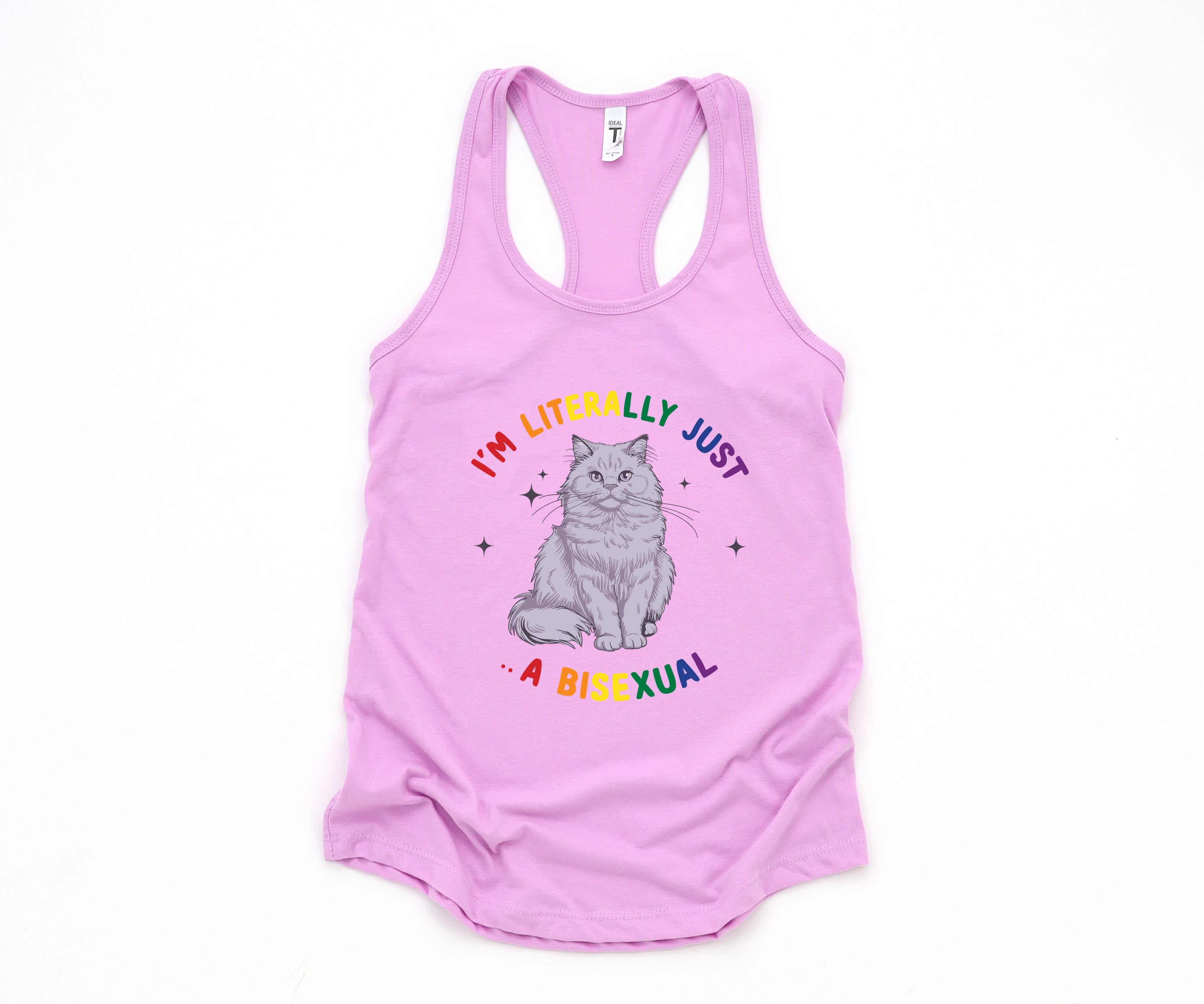 Funny I'm literally just a bisexual Queer Tank, Bi pride Tank, Bisexual Tank, Funny Cat Tank, Pride Tank, Queer Tank, Cat Owner Gift