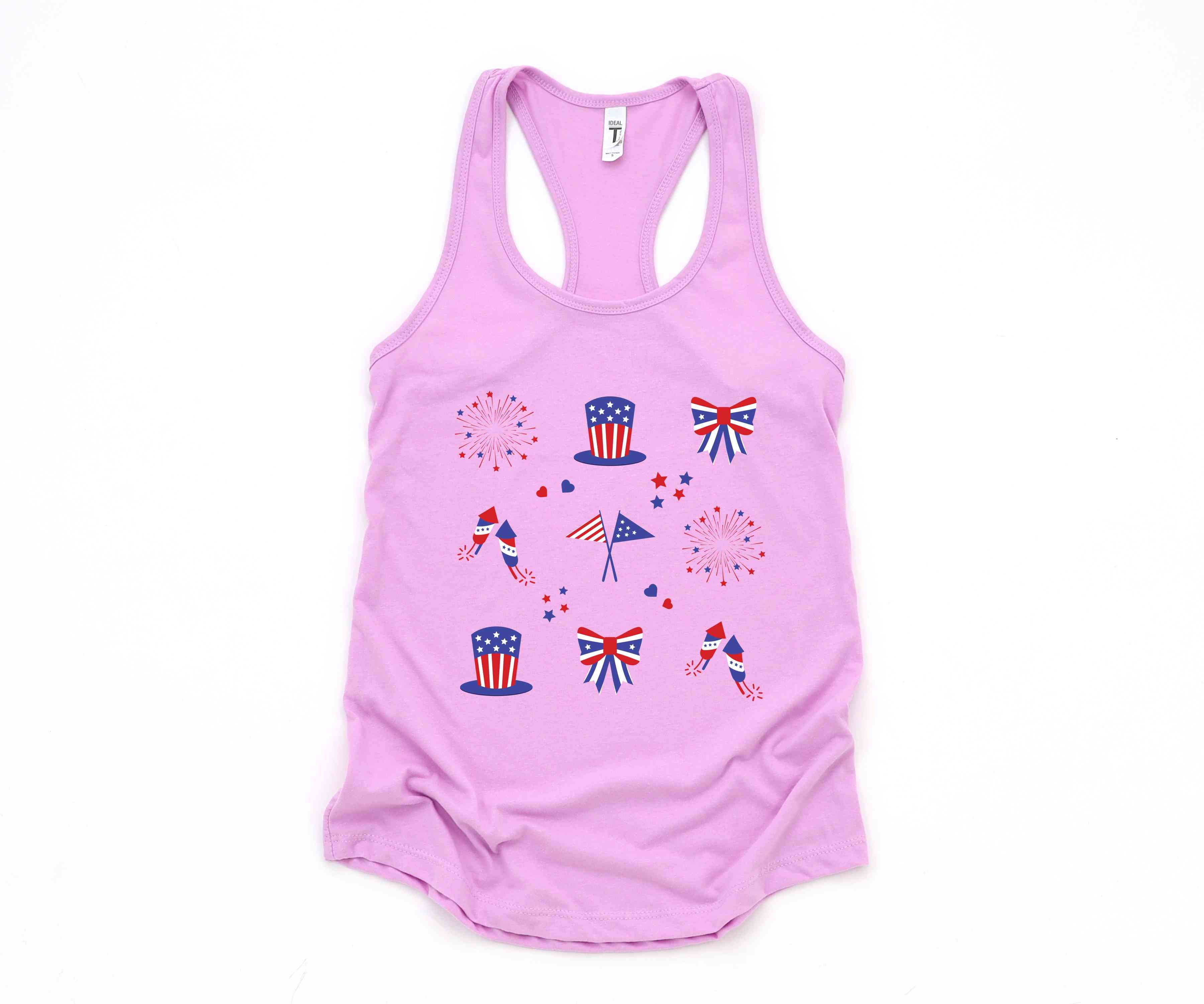 American Tank Top, America Map Tank Top, Fireworks Tank Top, Bow Tank Top, 4th Of July Tank Top, Independence Day Tank Top, Memorial Tank