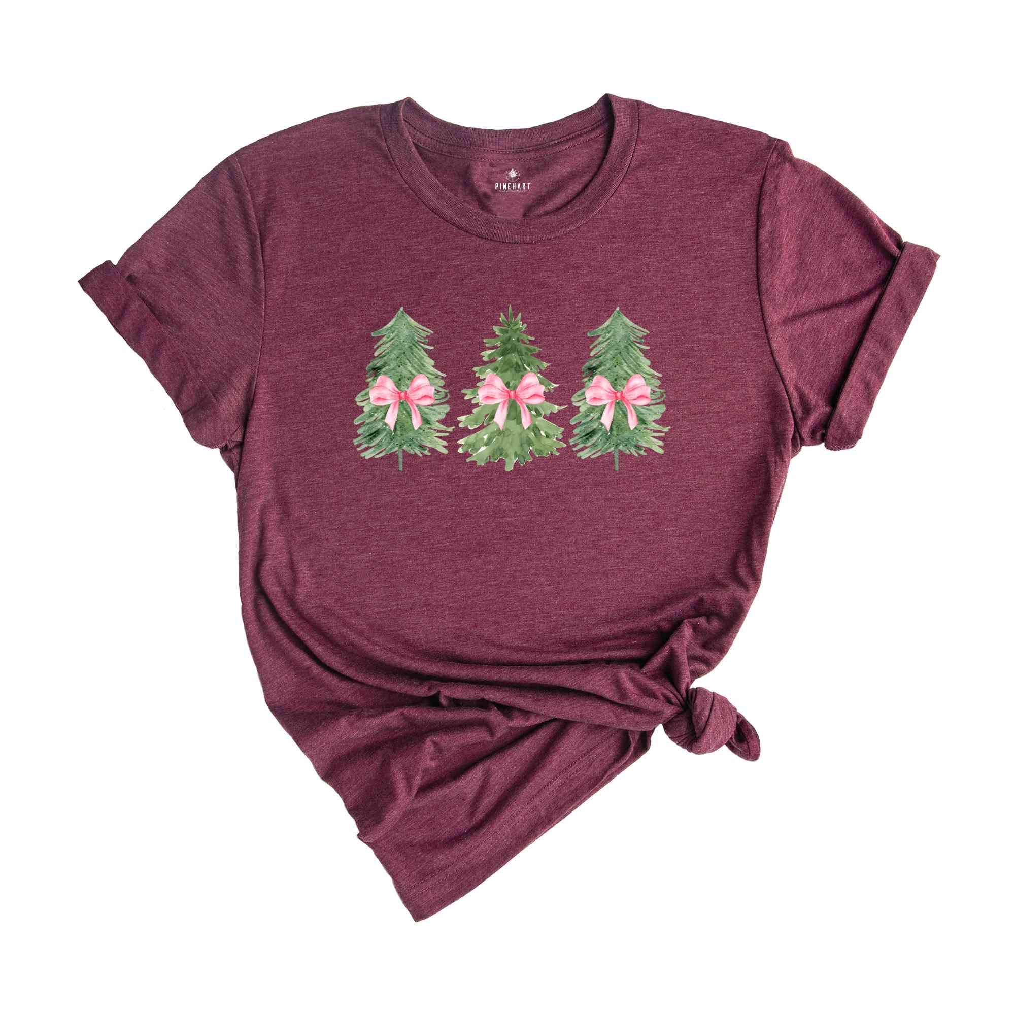 Coquette Pink Bow Christmas Sweatshirt, Christmas Tree Shirt, Christmas Sweatshirt, Girly Christmas Sweater, Coquette Bow Sweater