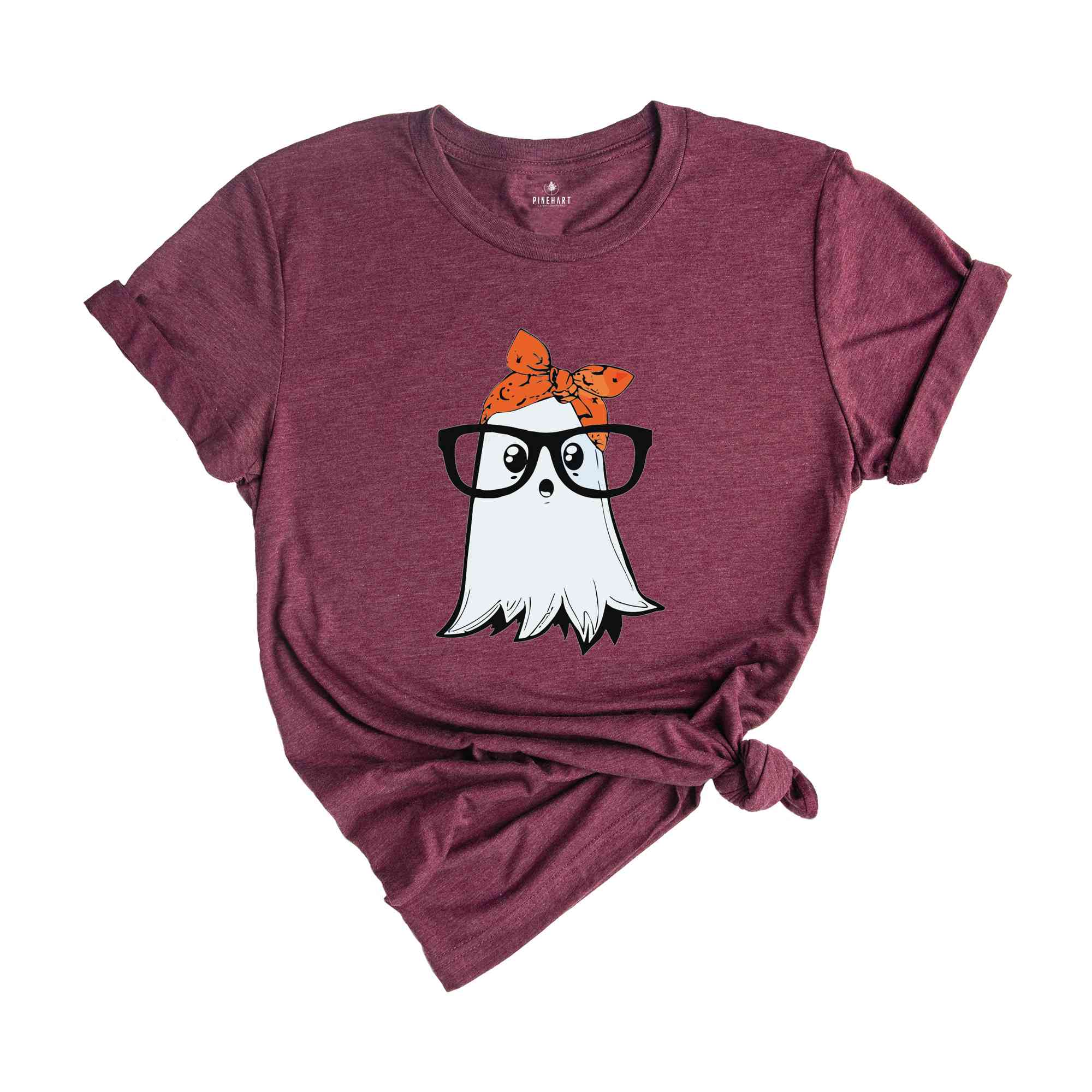 Funny Cute Ghost with Glasses Halloween T-Shirt, Spooky Ghost Tee, Funny Halloween Shirt, Cute Halloween Party Shirt