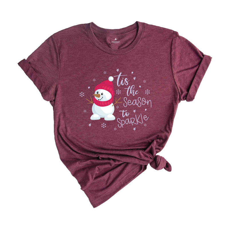 Tis The Season To Sparkle Shirt, Snowman Christmas Shirt, Christmas Shirt, Let It Snow Shirt, Snowman Shirt, Winter Shirt, Holiday Shirt