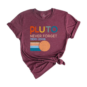 Pluto Never Forget 1936-2006 Planet Shirt, Science T-Shirt, Retro Space Tee, Astronomy Lover Tee, Solar System Humor Shirt