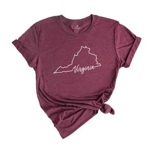 Virginia State Shirt, The USA State Shirt, Virginia USA Shirt, Virginia Map Outline Shirt, US Outline Shirt, United States Shirt