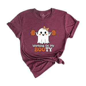 Working On My Booty Shirt, Women Halloween Shirt, Spooky Season Shirt, Cute Halloween Tee, Fitness Shirt, Gym Girl Shirt, Funny Halloween Te