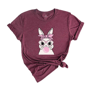 Bunny With Glasses Shirt, Easter Tshirt, Ladies Easter Bunny Tee, Easter Day Gift, Bunny With Glasses Tee