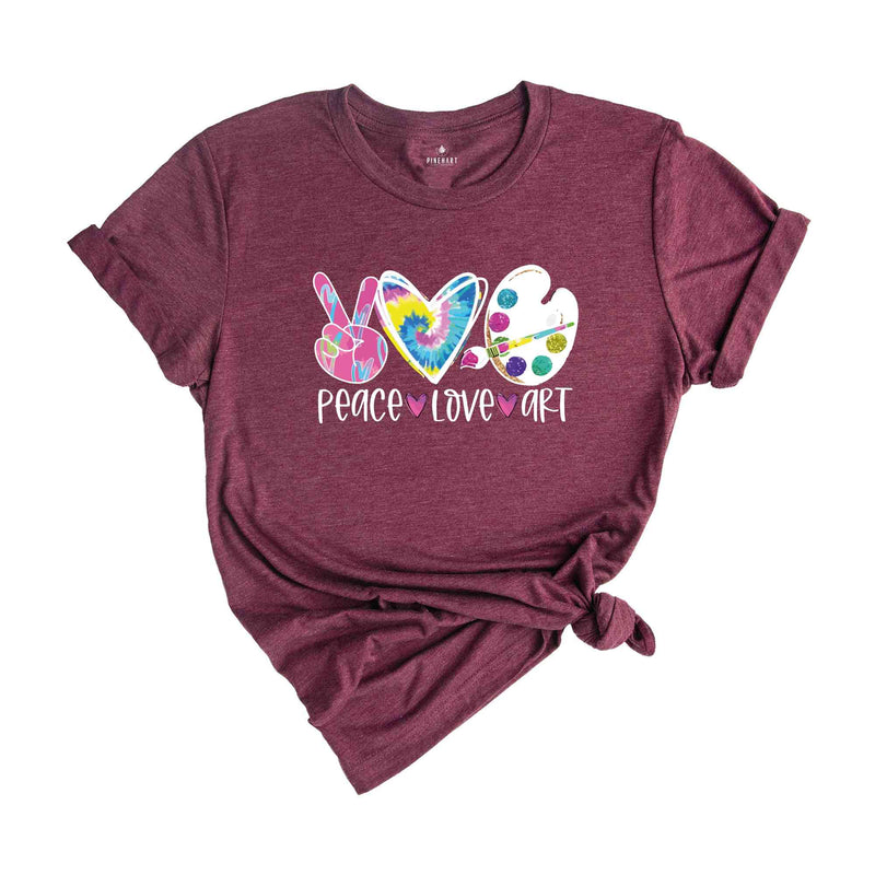 Peace Love Art Shirt, Art Shirt, Art Lover Shirt, Art Teacher Gift, Teacher Shirt, Artist T-Shirt, Art Lover Tee