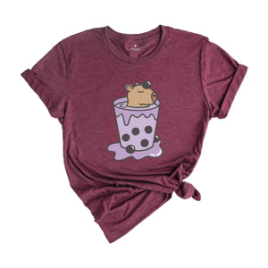 Cute Capybara T-Shirt, Capybobara Shirt, Capybara Lover T-Shirt, Capybara In A Cup Tee, Boba Tea Lover Shirt