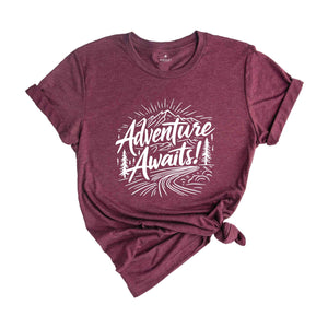 Adventure Awaits Shirt, Adventure Shirt, Camping Shirts, Mountain TShirt, Hiker Shirts, Nature Lover Shirt, Camping Gift