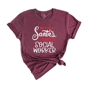 Santa's Favorite Social Worker Shirt, Christmas Shirt, Holiday Shirt, Xmas Party Tee, Future Social Worker Tee, Xmas Gift