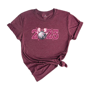 2025 New Years Shirt, Disco Ball T-Shirt, Disco Bow Shirt, Happy New Year 2025 Shirt, Happy New Year Tee