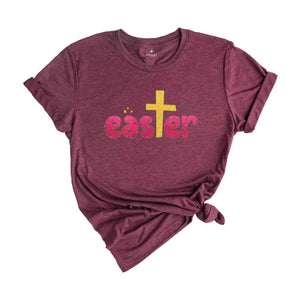 Glitter Easter Shirt, Christian Easter Shirt, Easter Shirt, Cute Easter Shirt, Cute Shirt, Cross Shirt