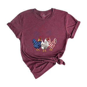 Fourth of July Americana Rooster Shirt, Independence Day Tee, American Pride Shirt, Patriotic Chicken Tee, Americana Rooster Shirt