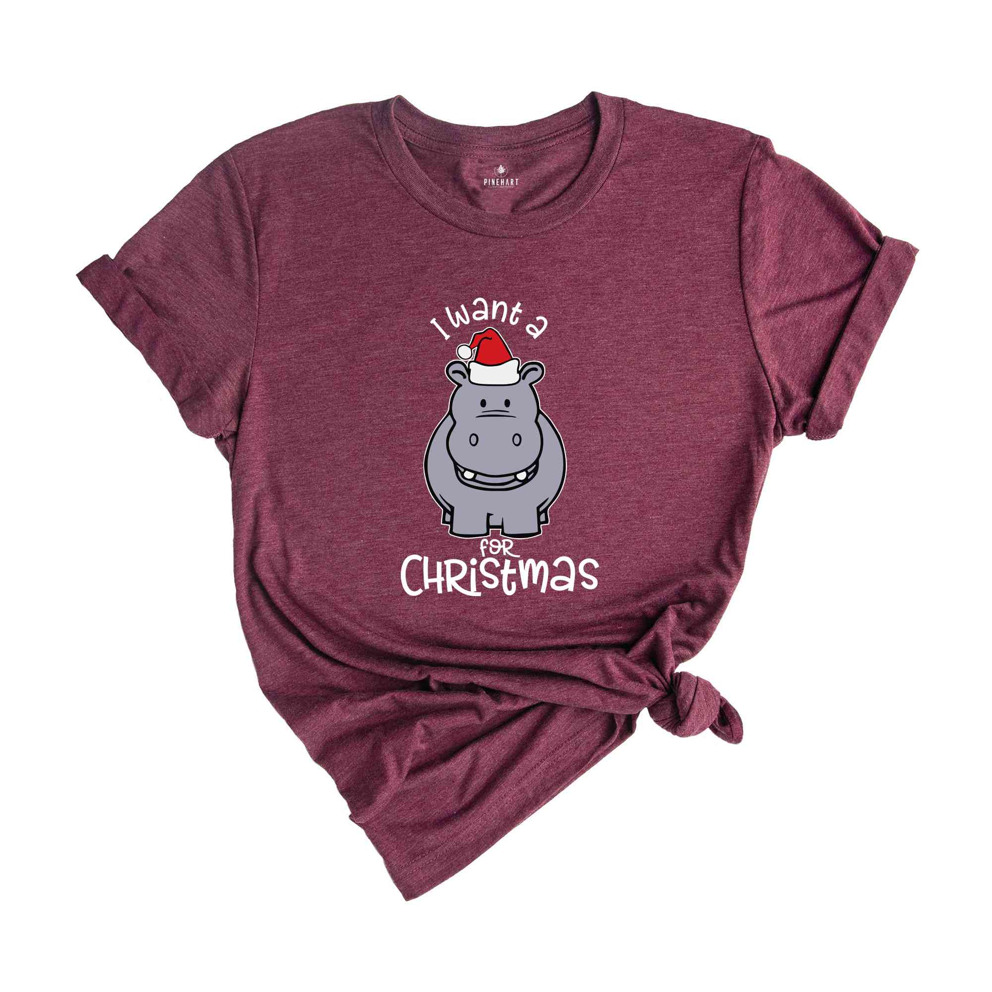 I Want A Hippo Shirt, Christmas Animal Tee, Xmas Gift, Xmas Shirt, Holiday Shirt, New Year Shirt, Funny Christmas Apparel