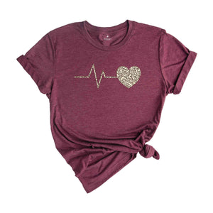 Leopard Heartbeat Shirt, Pulse Shirt, Nurse Shirt, Health Care Shirt, Leopard Heart Shirt, Lifeline Shirt, Cardiogram Shirt